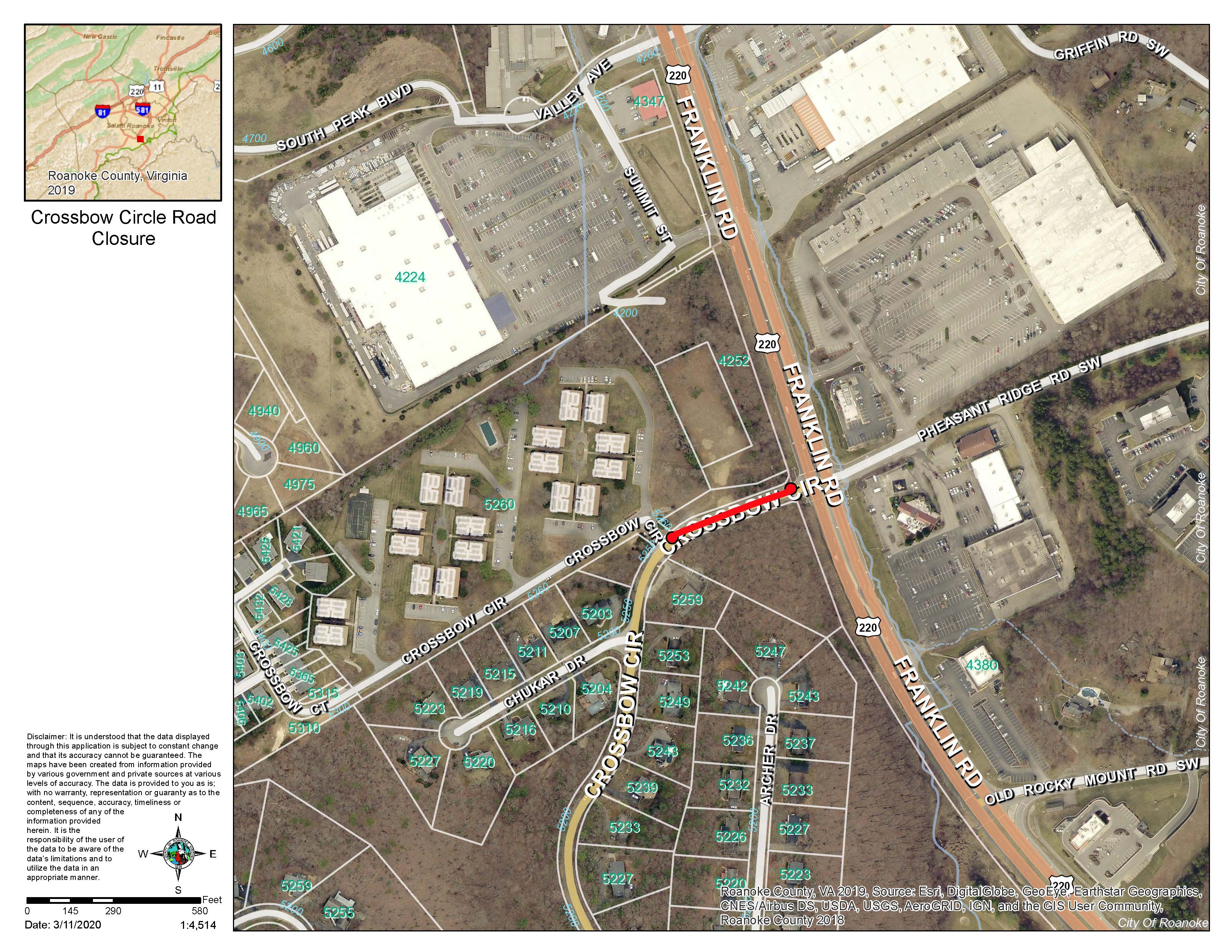 Crossbow Circle Road Closure Map