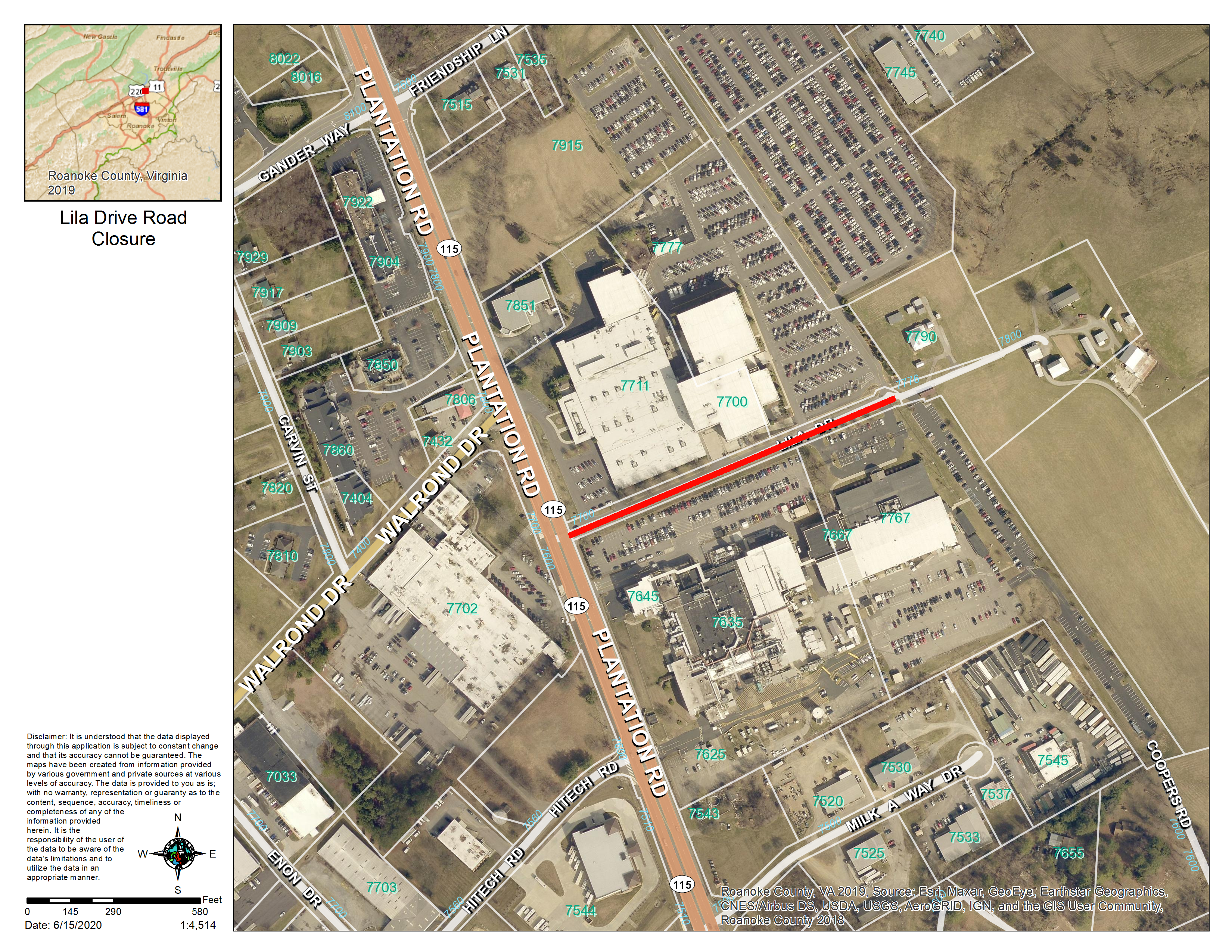 Lila Drive Road Closure Map