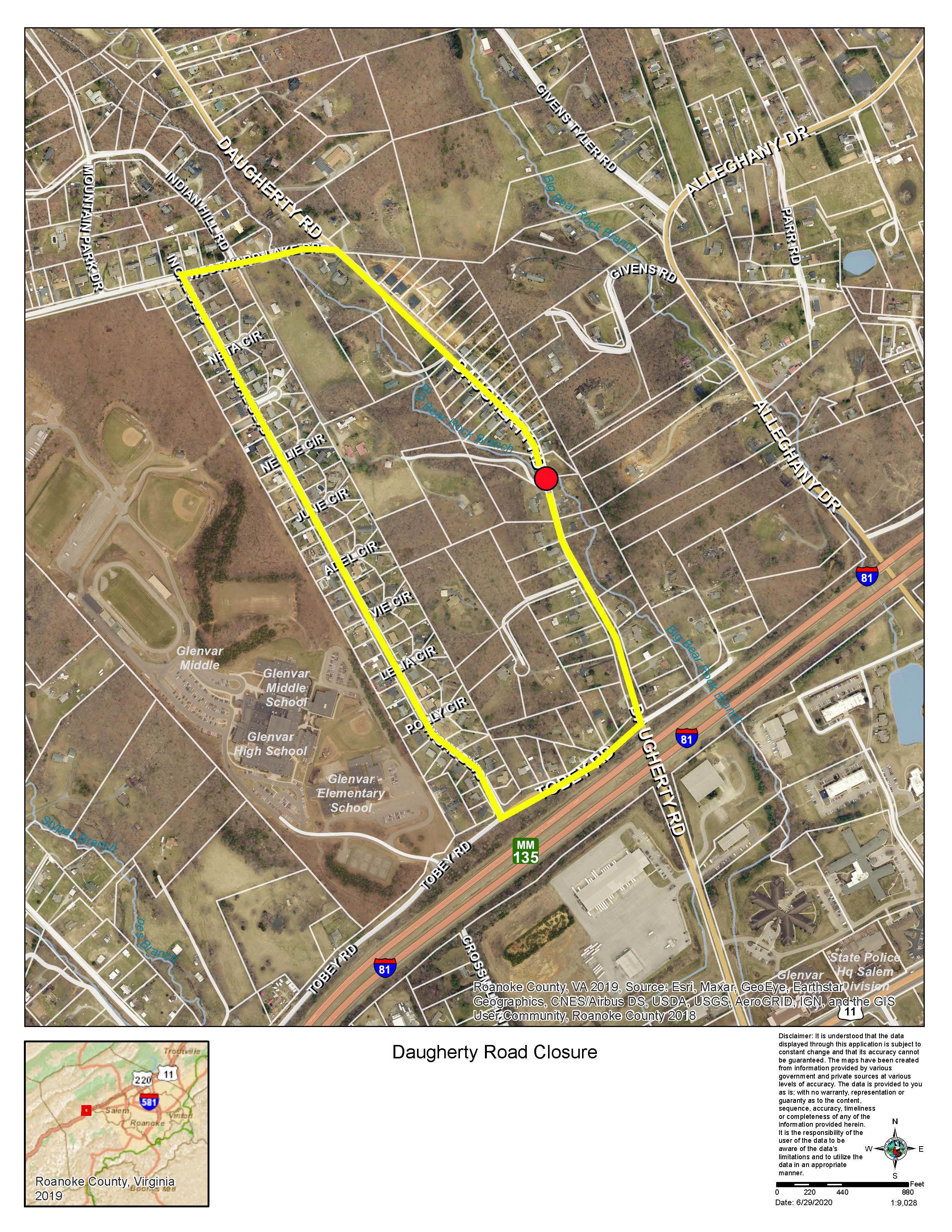 Daugherty Road Closure Map