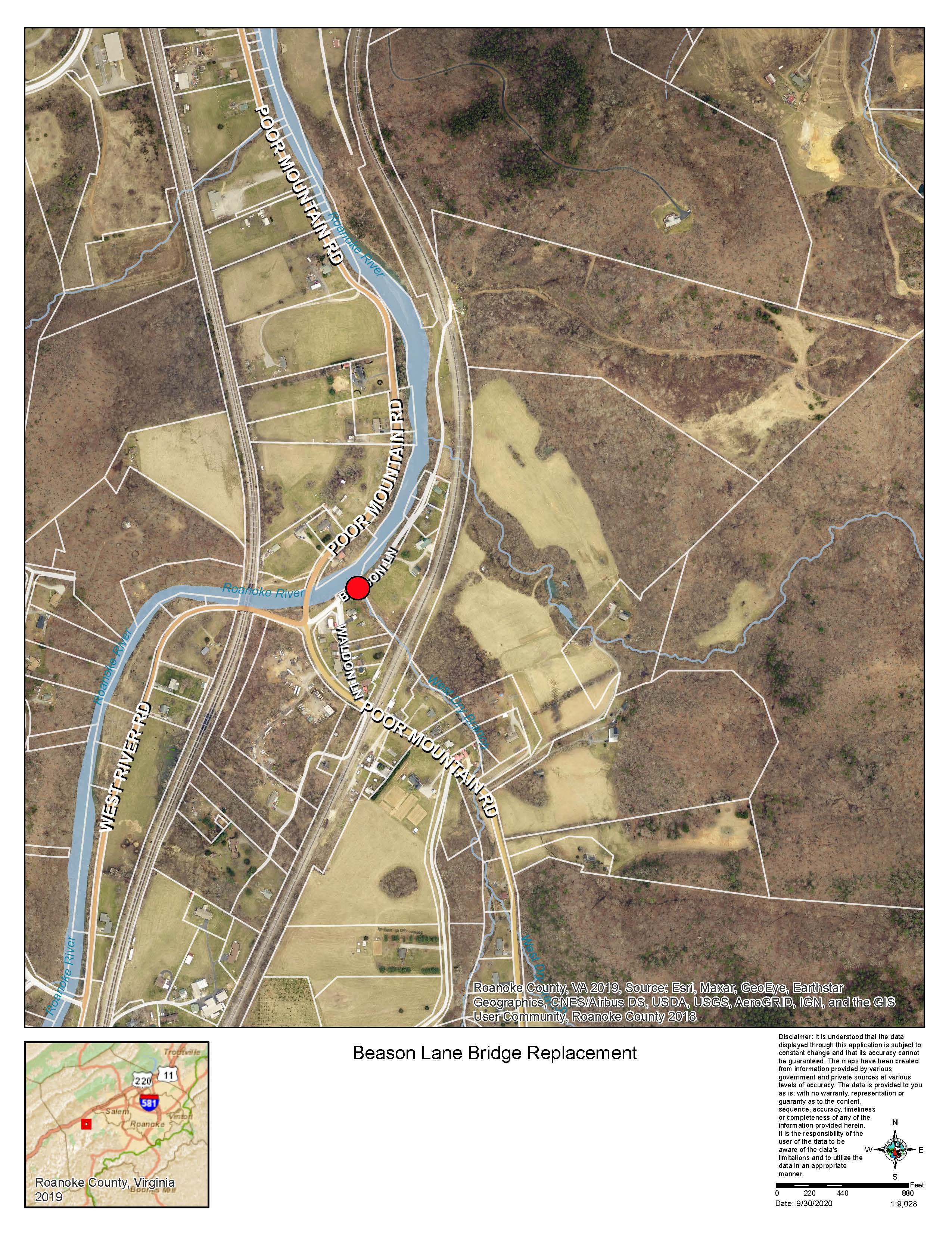 Beason Lane Bridge Replacement Map