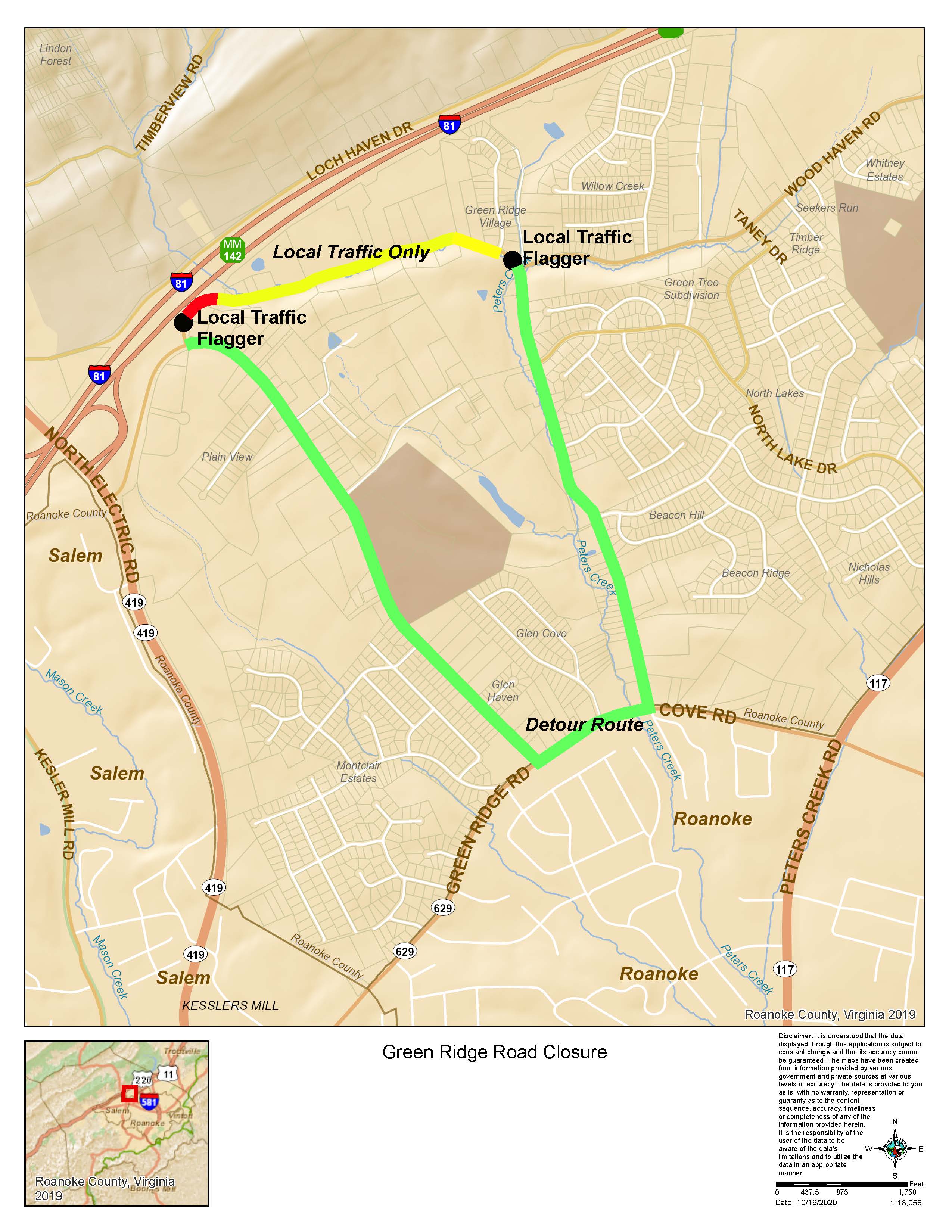 Green Ridge Road AEP Closure Map 