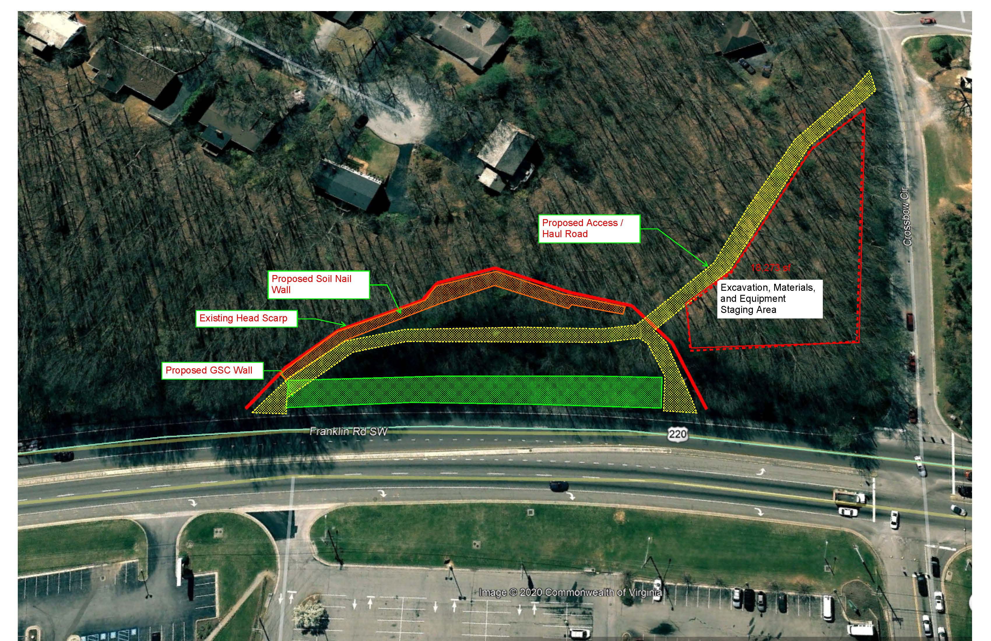 Rt 220 near Crossbow Aerial View of Slope Repair