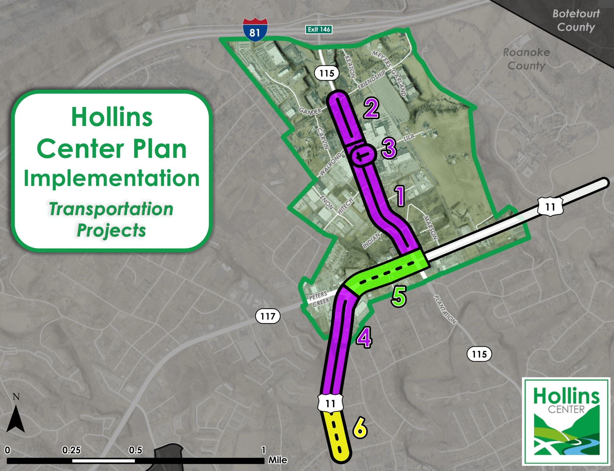 Hollins Center Plan Transportation Projects Map