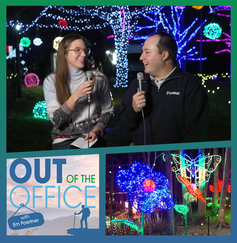 Two people sit with mics in front of Illuminights