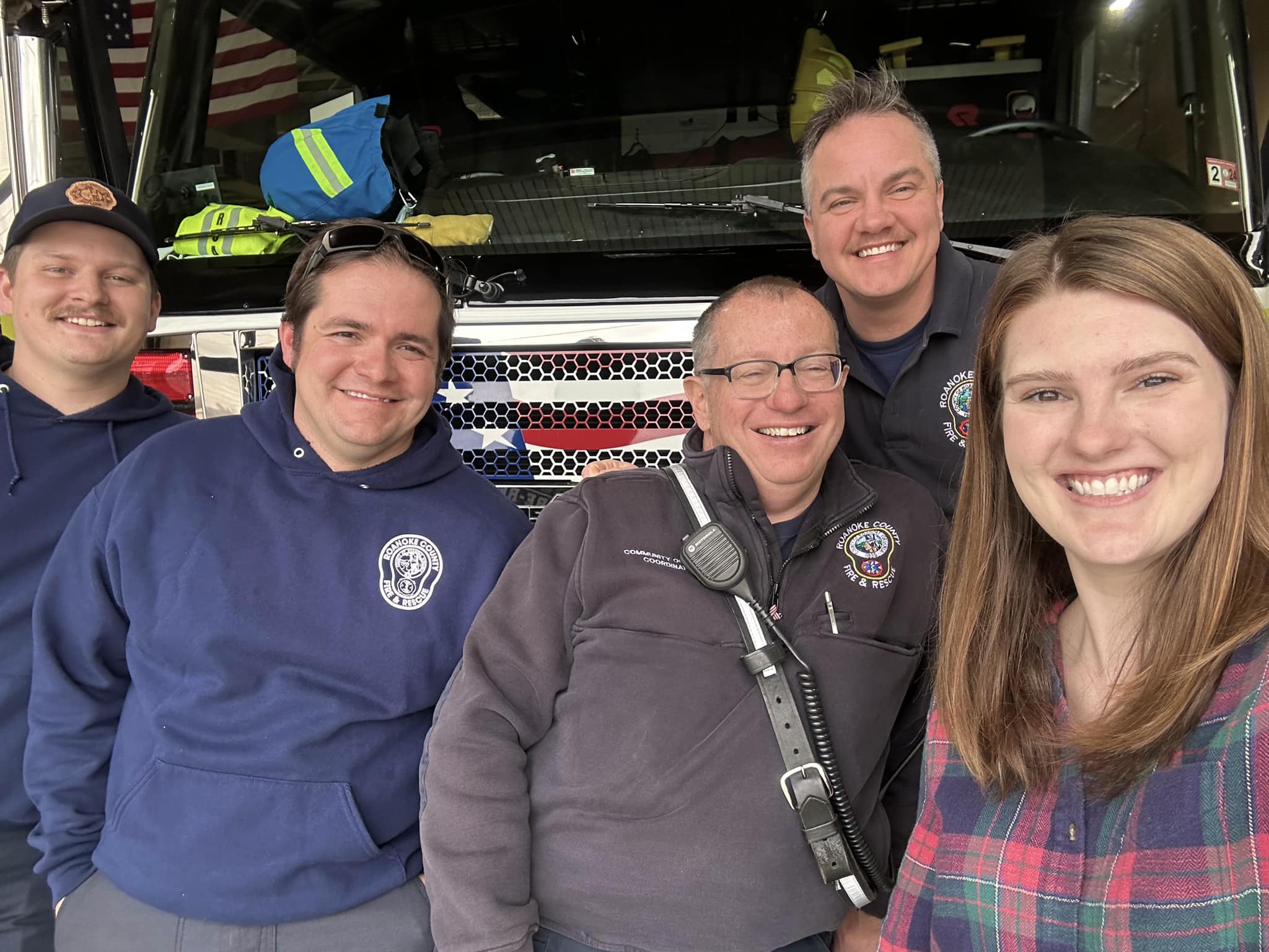 Selfie with Roanoke County Fire and Rescue team