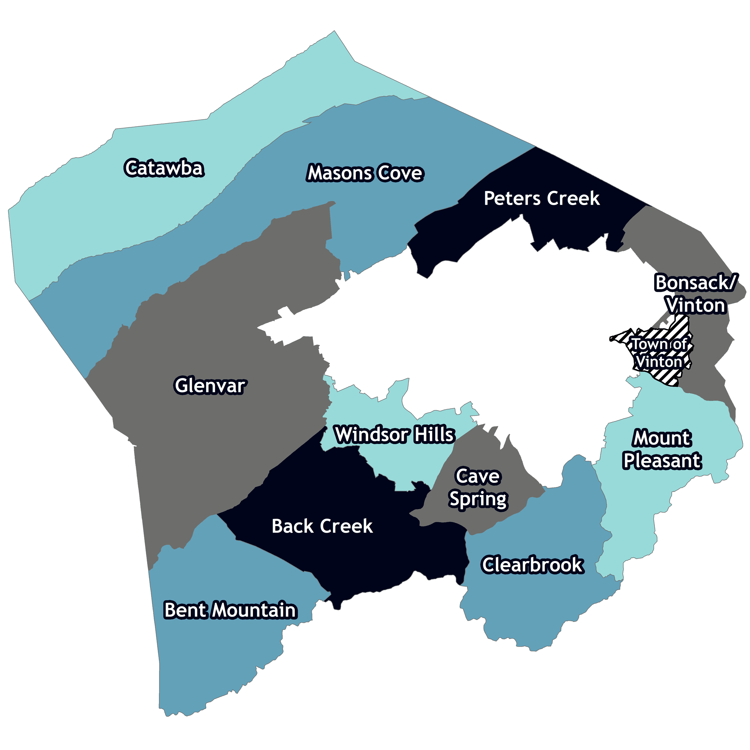 Roanoke County Community Planning Area Map